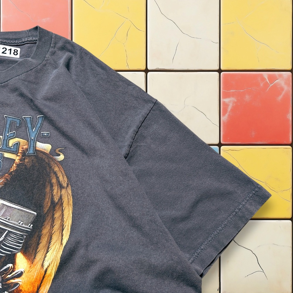 VTG Harley Davidson V-Twin Flame Shirt Y2K Men Gray 3XL‎ Eagle Biker Grunge Tee - Picture 13 of 14